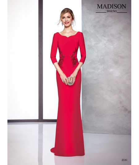 Vestido largo pedrería en costadillos