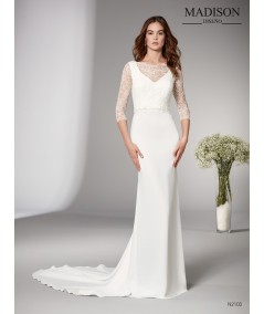 Vestido de novia de crepe y encaje