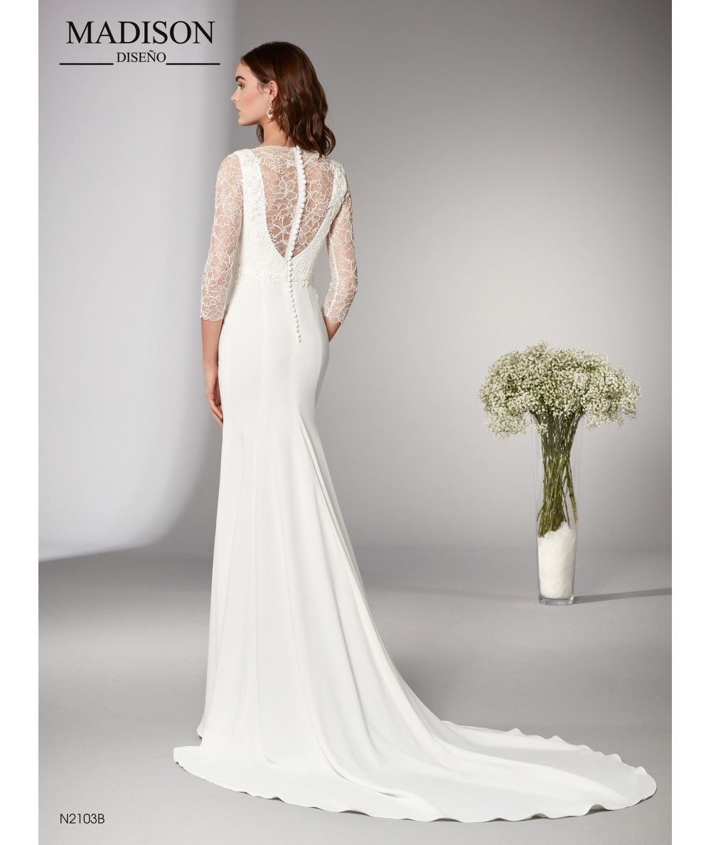 Vestido de novia de crepe y encaje