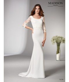 Vestido de novia con escote barco