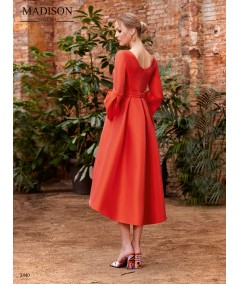 Silk midi dress with bell sleeves