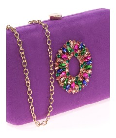 PURPLE JEWELLED SUEDE CLUTCH PARTY CLUTCH