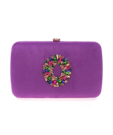 PURPLE JEWELLED SUEDE CLUTCH PARTY CLUTCH