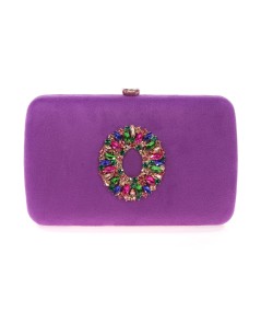 PURPLE JEWELLED SUEDE CLUTCH PARTY CLUTCH