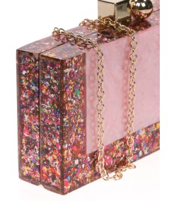 CLUTCH FIESTA NÁCAR CONTRASTE MULTI-ROSA-PALO