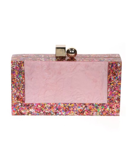 CLUTCH PARTY CLUTCH MOTHER-OF-PEARL CONTRAST MULTI-PINK-PALO