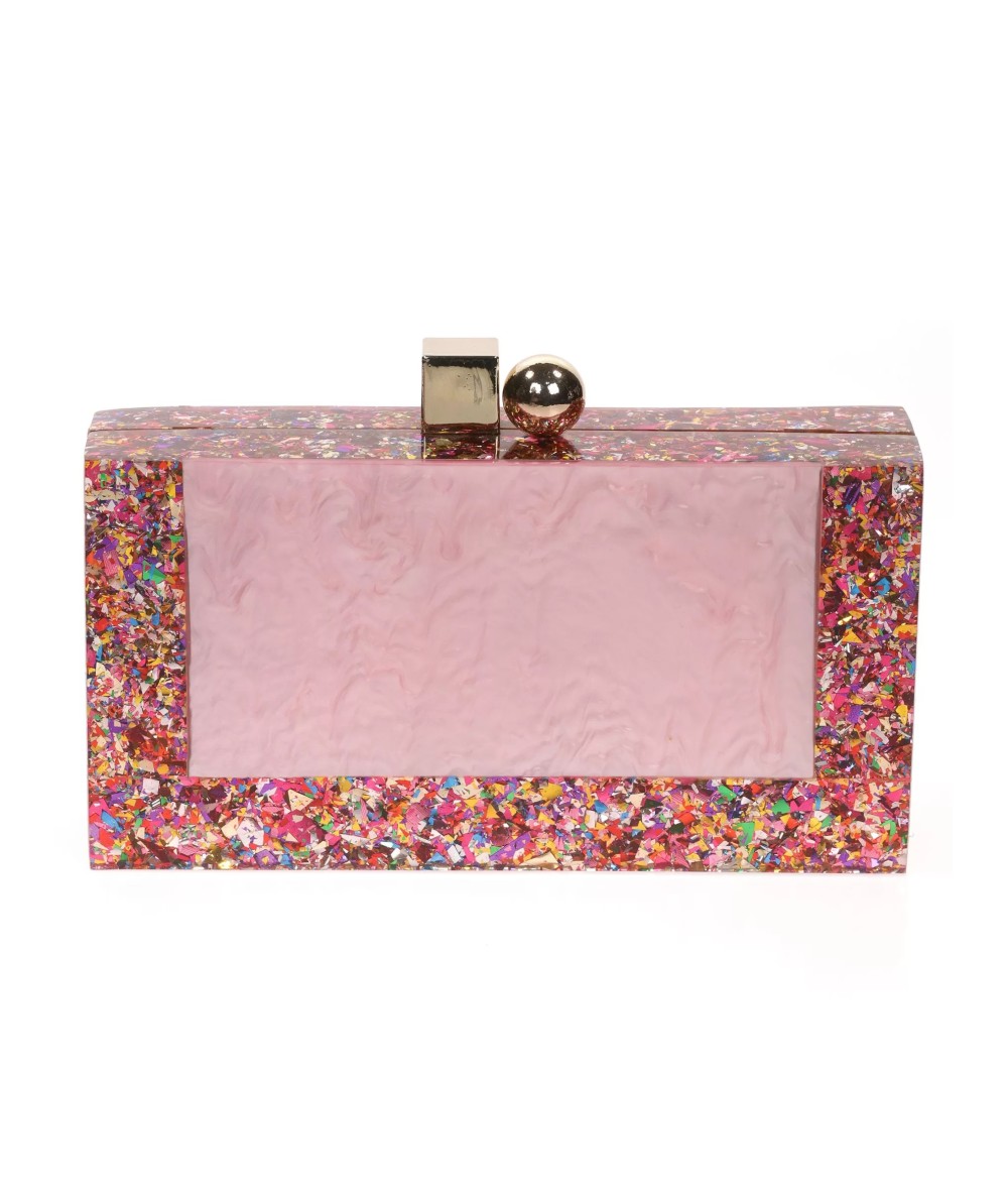 CLUTCH PARTY CLUTCH MOTHER-OF-PEARL CONTRAST MULTI-PINK-PALO