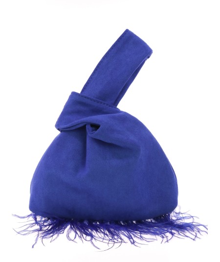 MINI BOLSO NUDO JAPONÉS PLUMAS AZULON