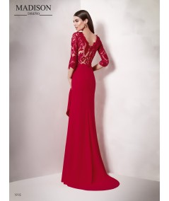 Vestido largo tul bordado en relieve