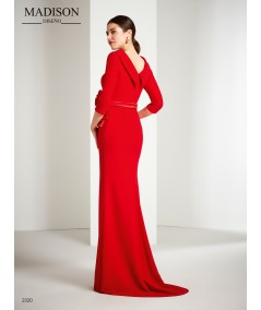 Vestido fiesta escote envolvente en crepe mate y brillo