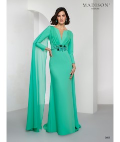 Emerald Green Cape Mother of the Bride Dress 2603