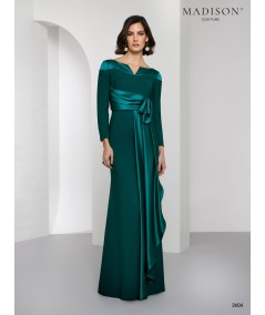 Bottle Green Sash Mother of the Bride Dress 2604