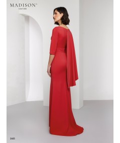 Carmine Red Cape Mother of the Bride Dress 2605