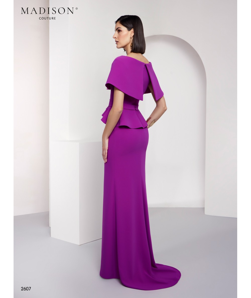 Vestido madrina violeta capa estola 2607