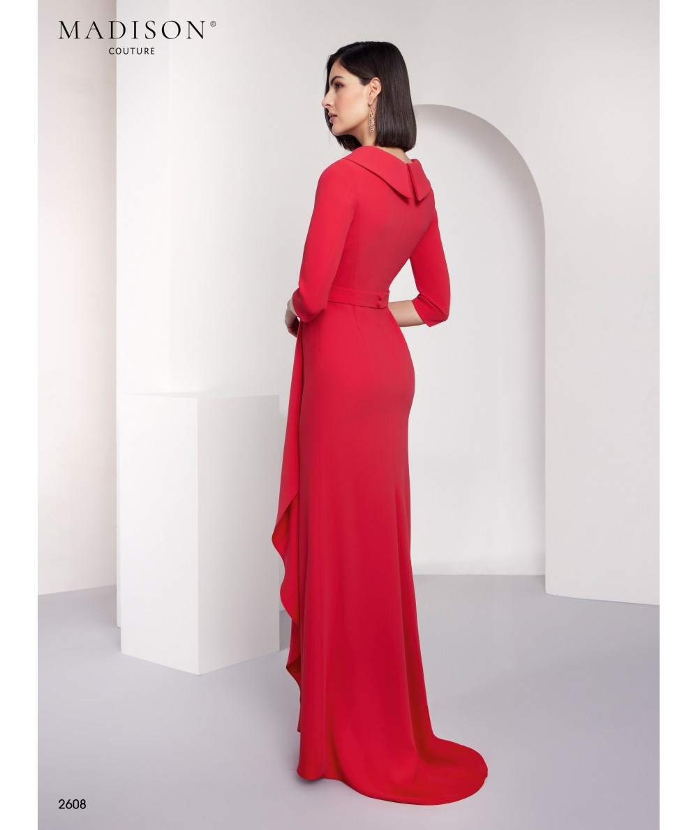 Vestido madrina rojo rubí cruzado 2608