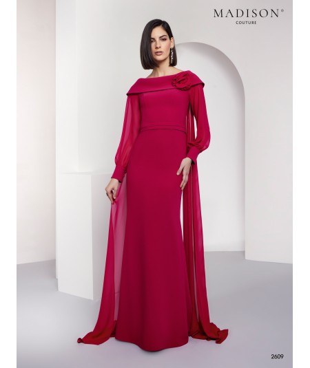 Vestido madrina violeta capa estola 2607