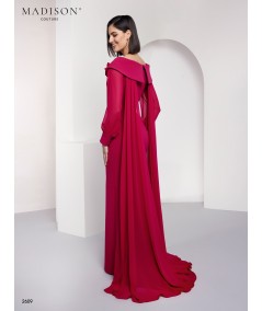 Vestido madrina burdeos capa flor 2609