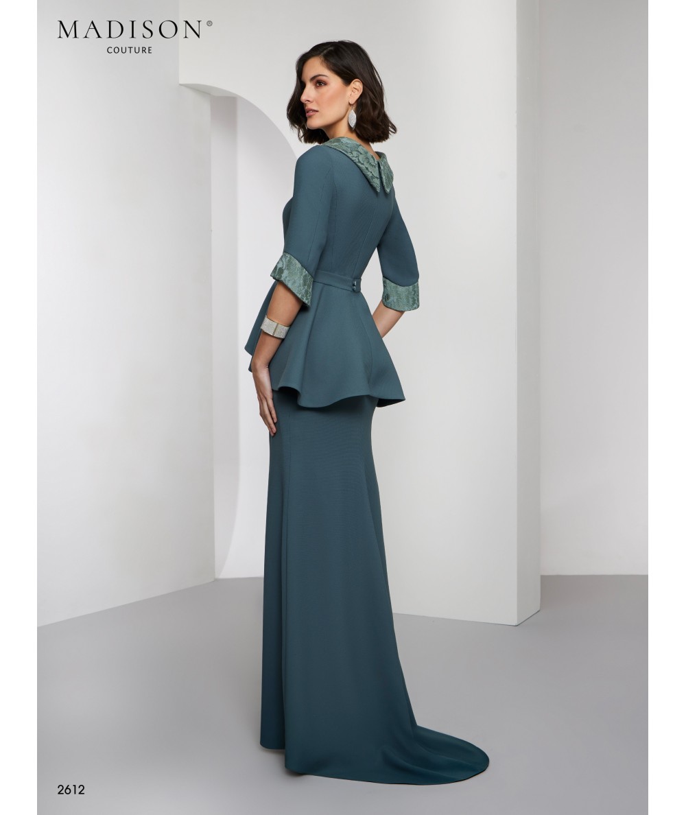 Vestido madrina azul lago encaje chantilly | Modelo 2612