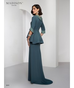 Vestido madrina azul lago encaje chantilly | Modelo 2612