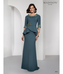 Vestido madrina azul lago encaje chantilly | Modelo 2612