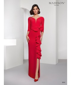 Vibrant Red Mother of the Bride Dress with Side Bow | Model 2614