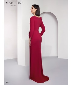 Burgundy Dress with Ruffles & Embroidery | Model 2615