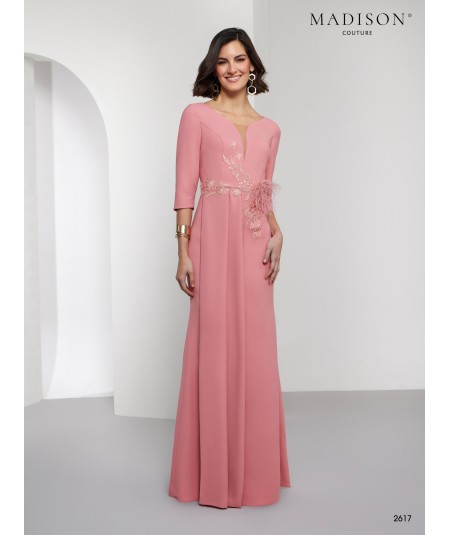 Vestido madrina rosa empolvado con plumas | Modelo 2617 Madison Coutur