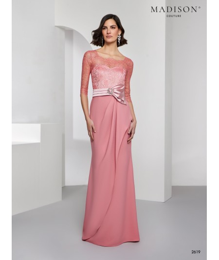 Vestido madrina rosa empolvado con plumas | Modelo 2617 Madison Coutur