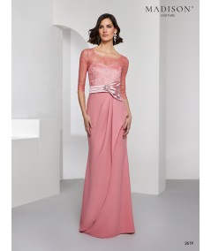 Vestido madrina rosa palo encaje chantilly | Modelo 2619