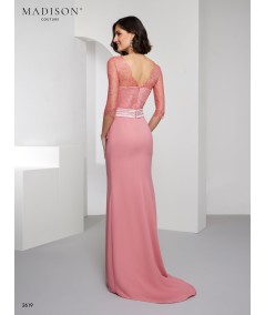 Vestido madrina rosa palo encaje chantilly | Modelo 2619