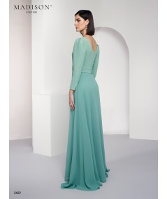 Vestido madrina verde agua cinturón joya | Modelo 2622