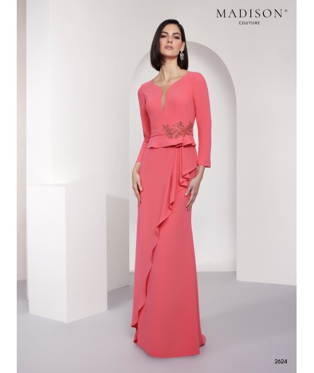 Vestido madrina rosa empolvado con plumas | Modelo 2617 Madison Coutur