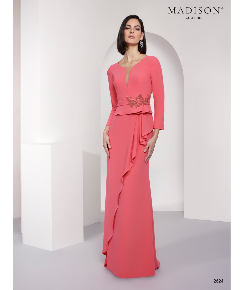 Coral Pink Mother of the Bride Dress with Embroidery | Model 2624