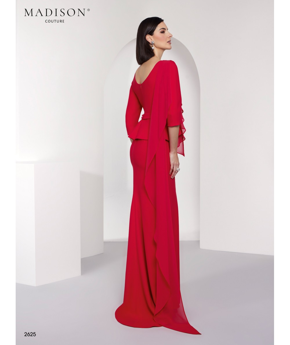 Intense Red Mother of the Bride Dress with Cape | Model 2625