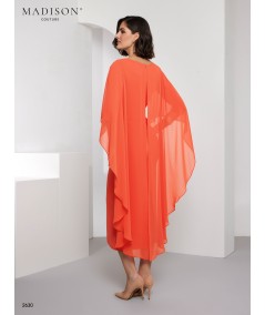 Vestido madrina naranja coral con capa | Modelo 2630 Madison Couture