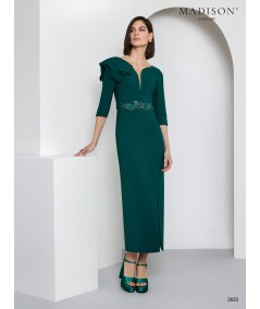 Pine Green Mother of the Bride Dress with Shoulder Ruffle | Model 2633