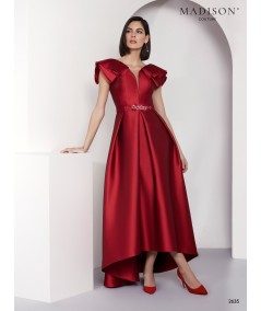 Vestido madrina rojo cereza en mikado | Modelo 2635