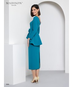 Vestido madrina azul océano con pedrería | Modelo 2636