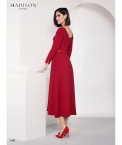 Vestido madrina rojo granate con lazo | Modelo 2637