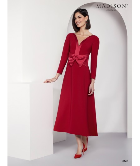 Garnet Red Mother of the Bride Dress with Bow | Model 2637