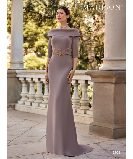 Mink Mother of the Bride Off-Shoulder Gown 2705 | Madison Couture
