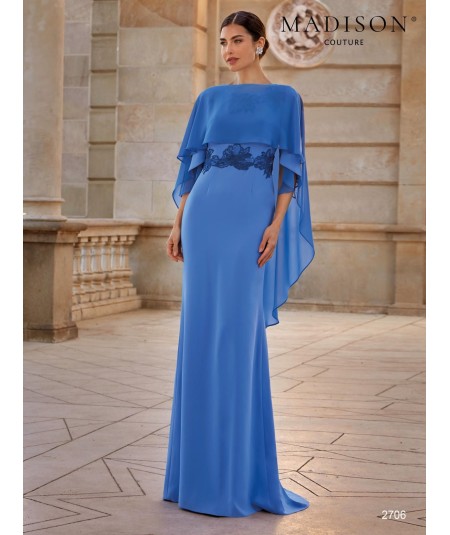 Ultramarine Mother of the Bride Cape Gown 2706 | Madison Couture
