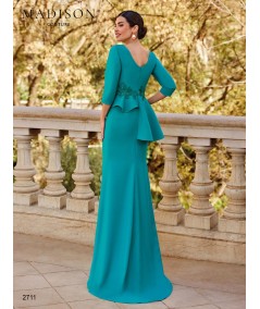 Vestido de madrina verde agua tul bordado 2711 | Madison Couture
