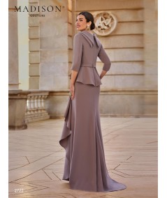 Mink Taupe Mother of the Bride Peplum Gown 2722 | Madison Couture