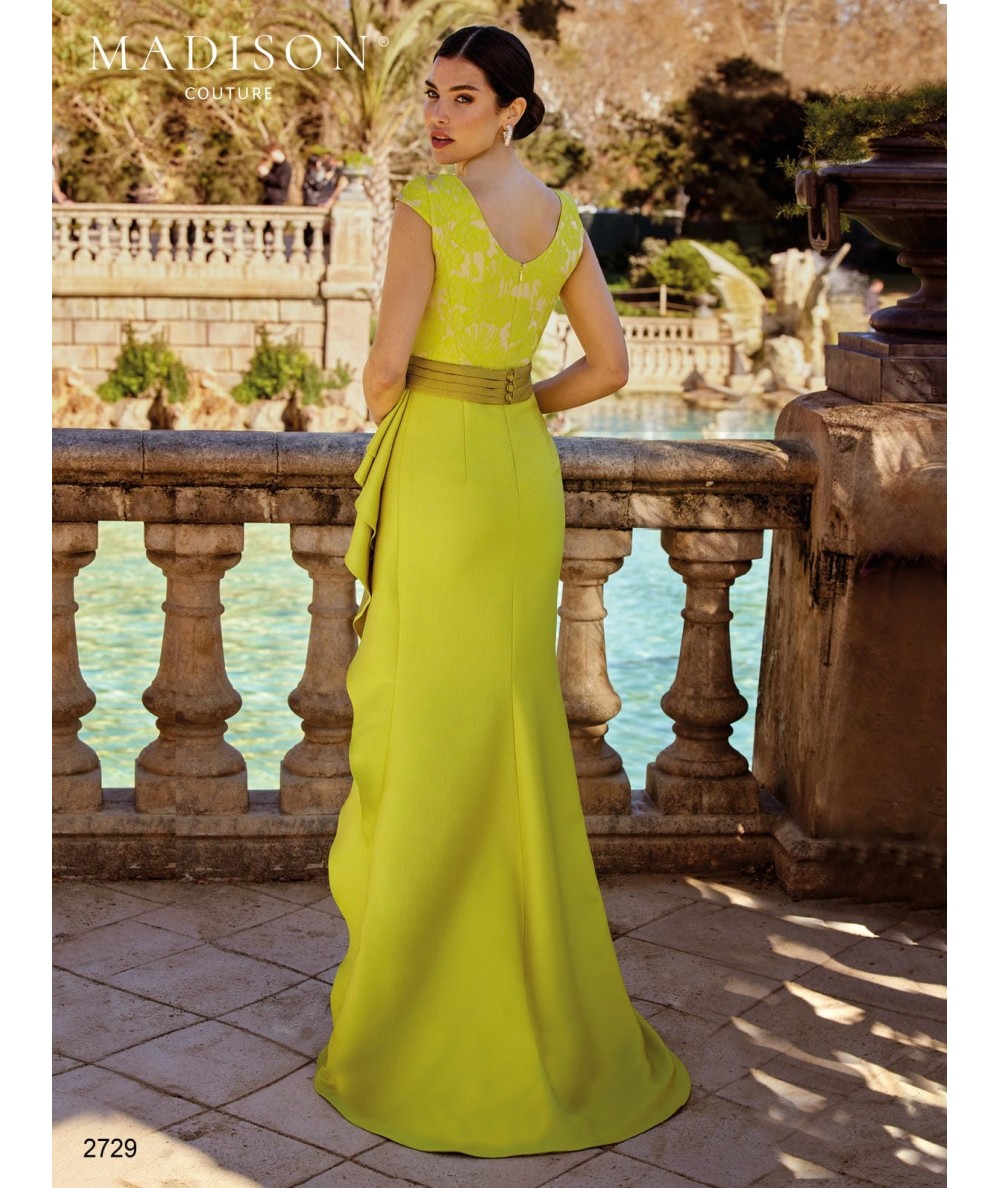 Yellow Brocade Mother of the Bride Gown 2729 | Madison Couture