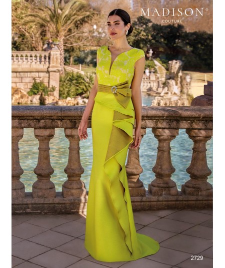 Yellow Brocade Mother of the Bride Gown 2729 | Madison Couture