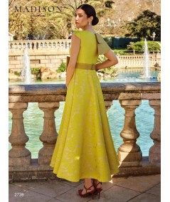 Back of brocade midi dress 2739 with floral full skirt
