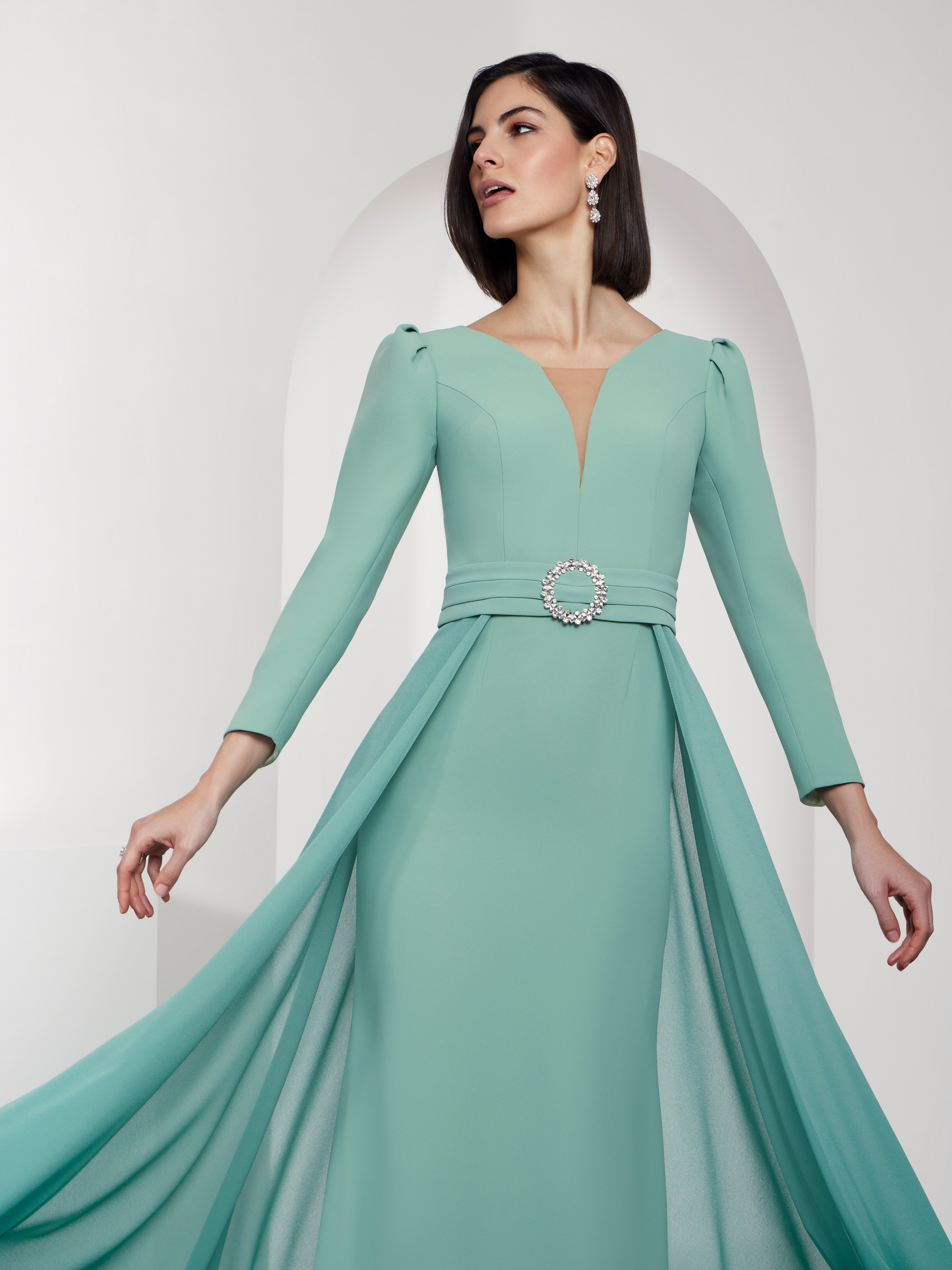 sachin and babi light blue dress Evening wedding guest dresses – Adorie main image 1